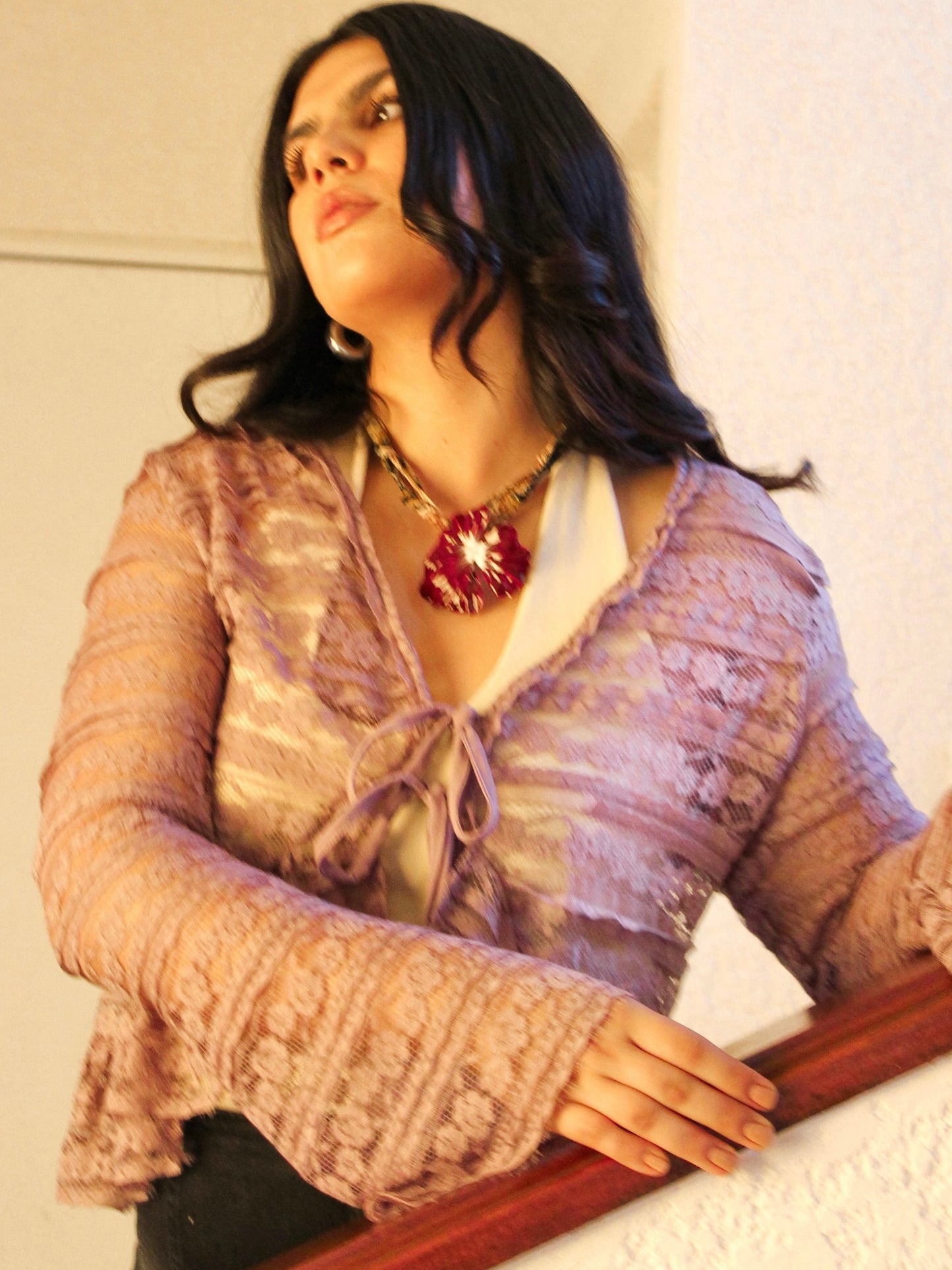 TOP PRISCILLA ENCAJE MORADO