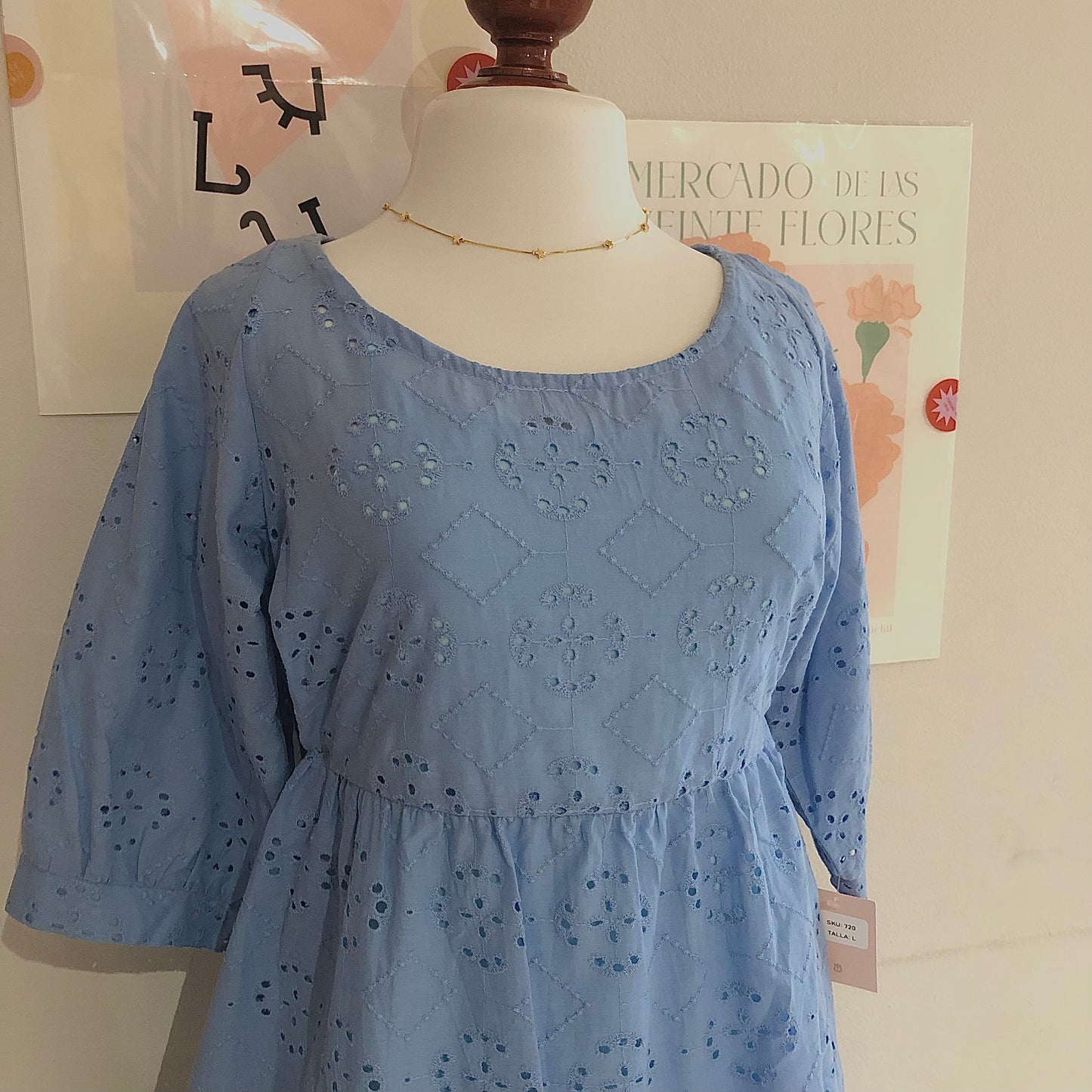 PASTEL BLUE EMBROIDERED DRESS