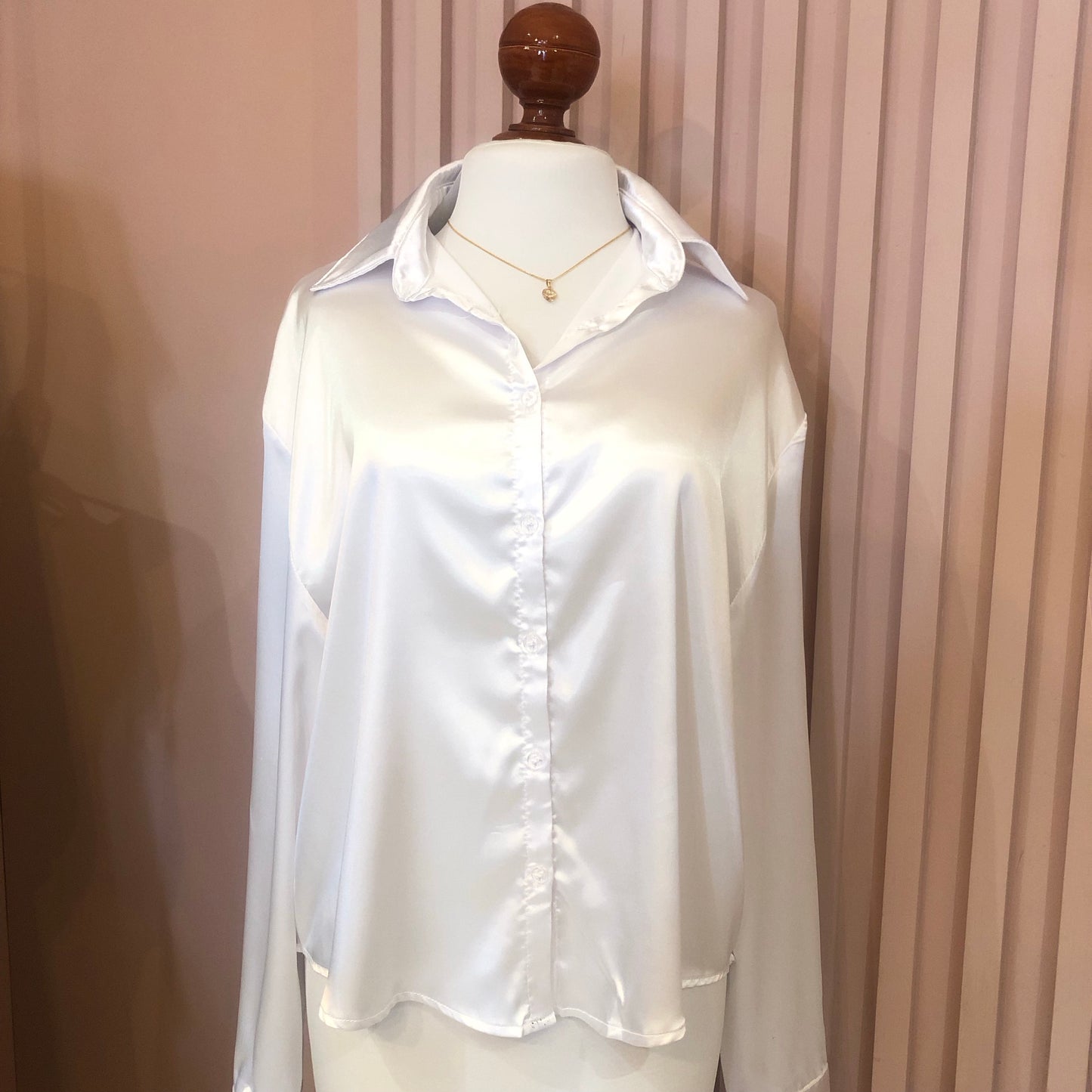 WHITE SATIN SHIRT