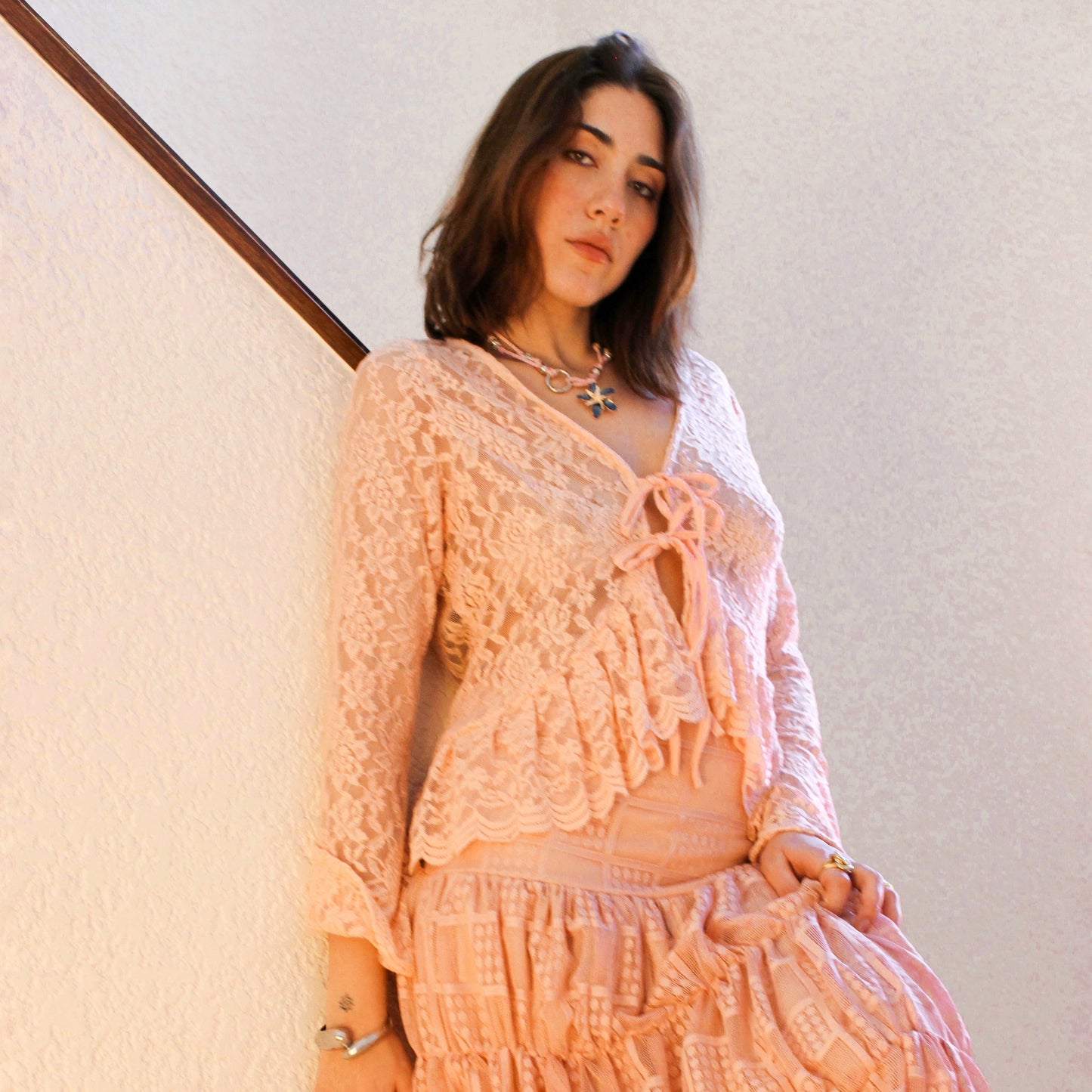 TOP PRISCILLA ENCAJE ROSA