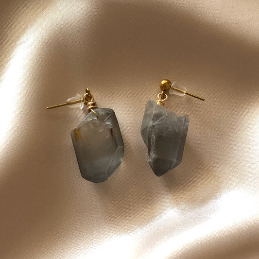 QUARTZ MIDI POST EARRINGS