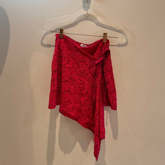 FALDA PAREO ENCAJE FUCSIA