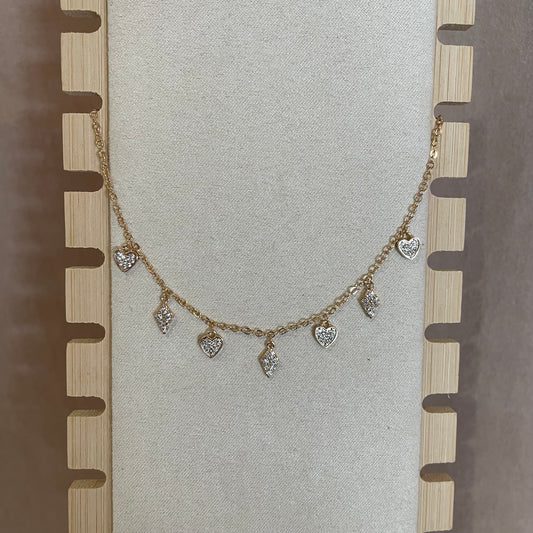 COLLAR CORAZÓN Y ROMBOS ORO