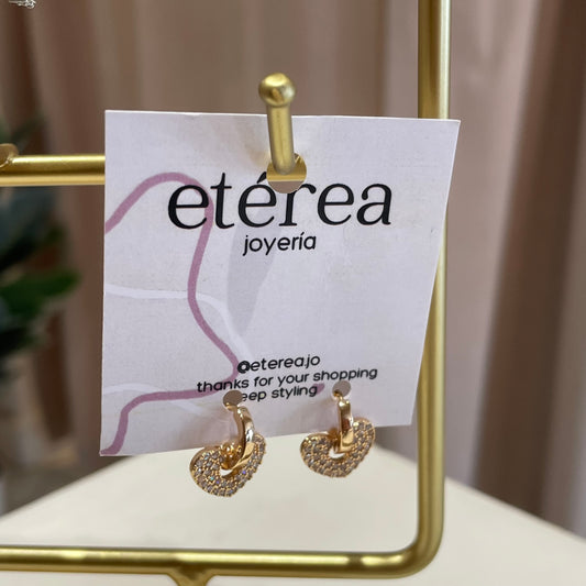 ARETES CORAZÓN COLGANTE ORO