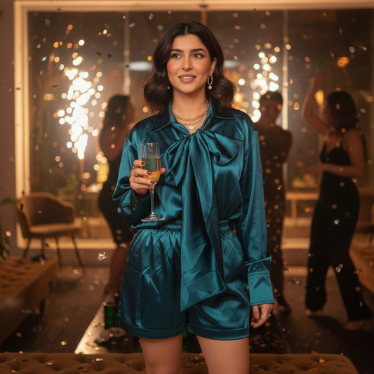 SET MILLIE MOÑO VERDE SATIN