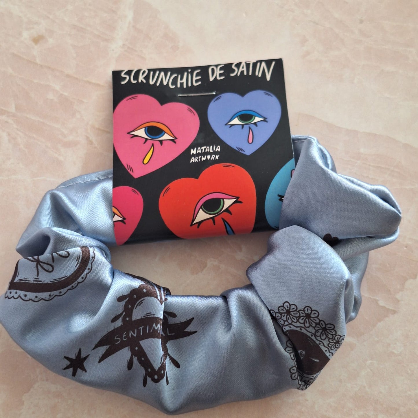 SCRUNCHIES NAT ART CORAZONES