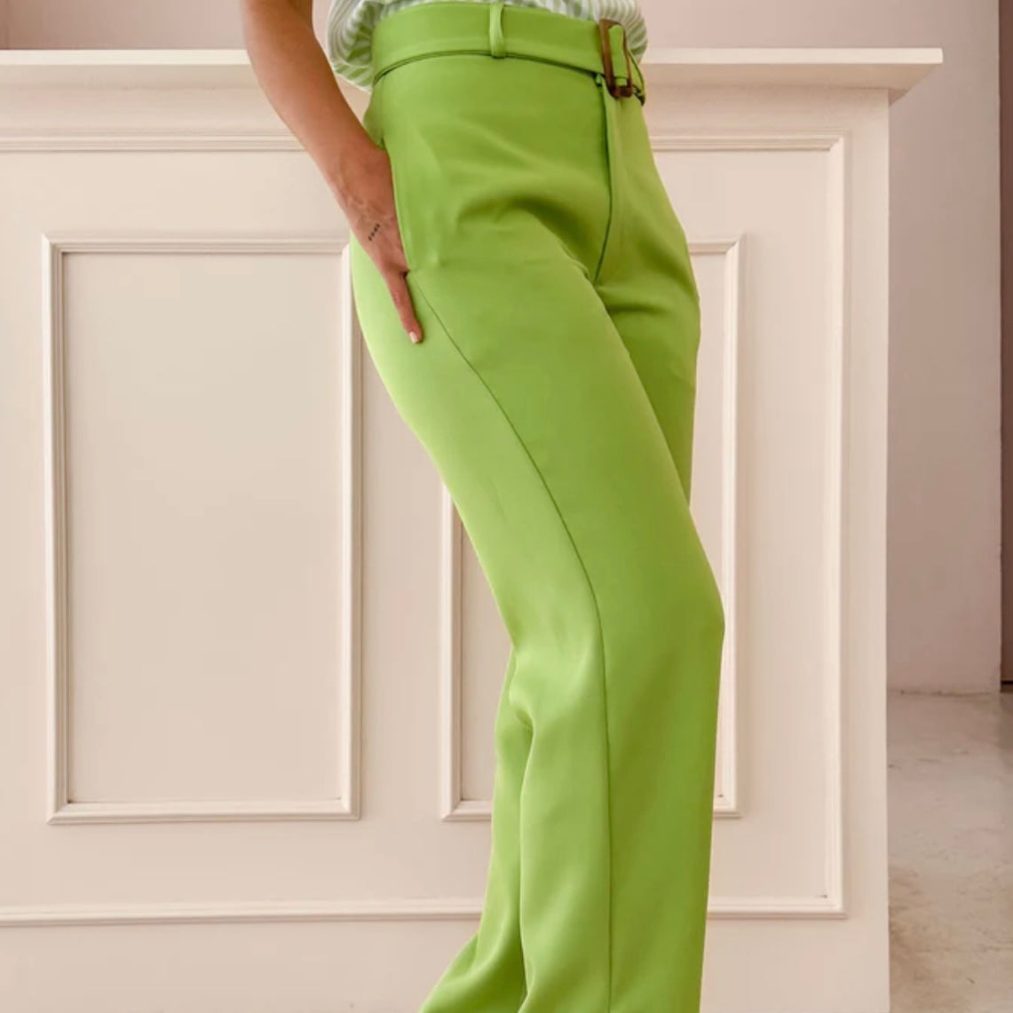 GREEN SIDE OPENING TROUSERS