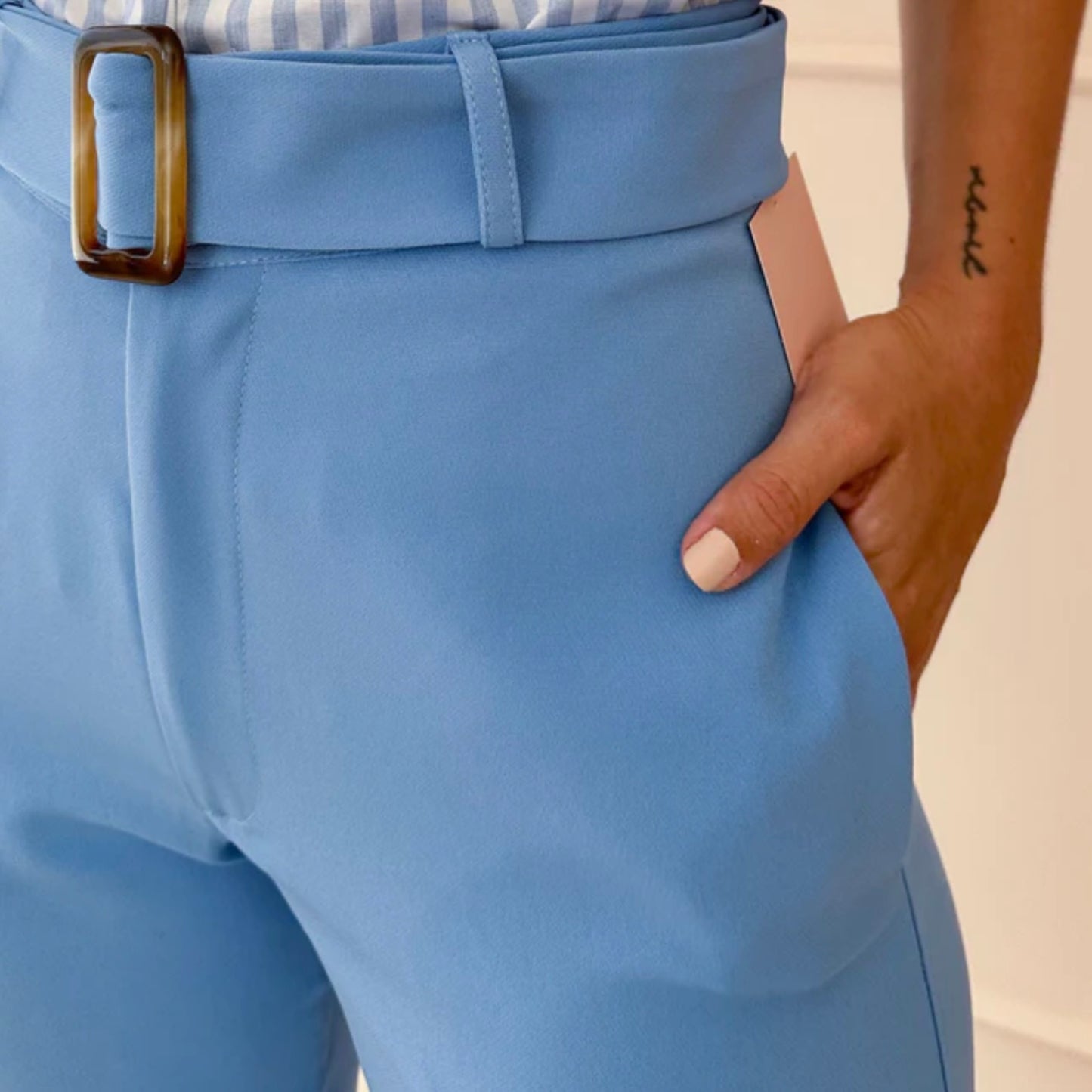 BLUE SIDE OPENING TROUSERS