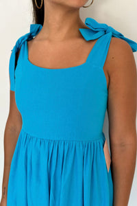 VESTIDO MIDI AZUL TURQUESA