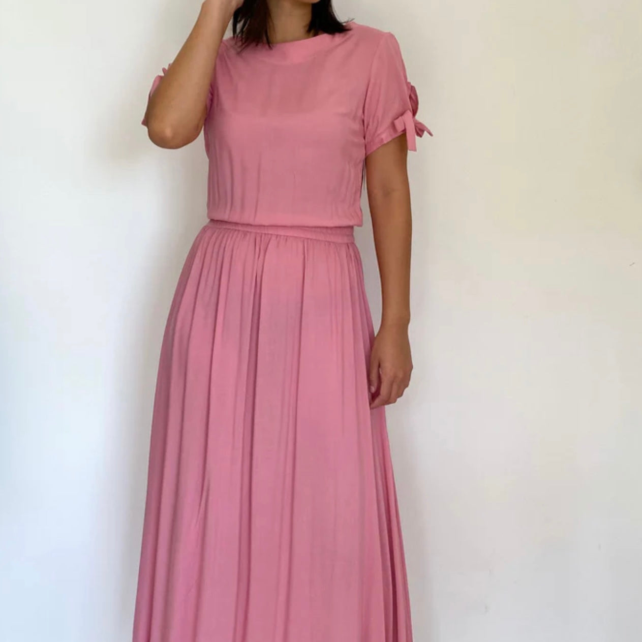 MAXIVESTIDO SÓLIDO ROSA