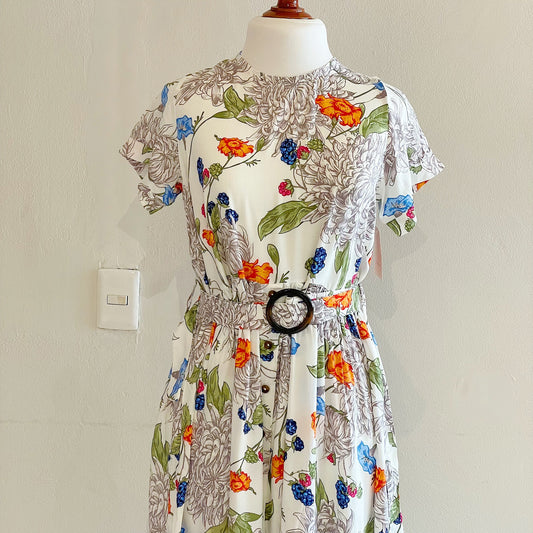 WILD FRUIT MIDI DRESS WITH BUTTONS