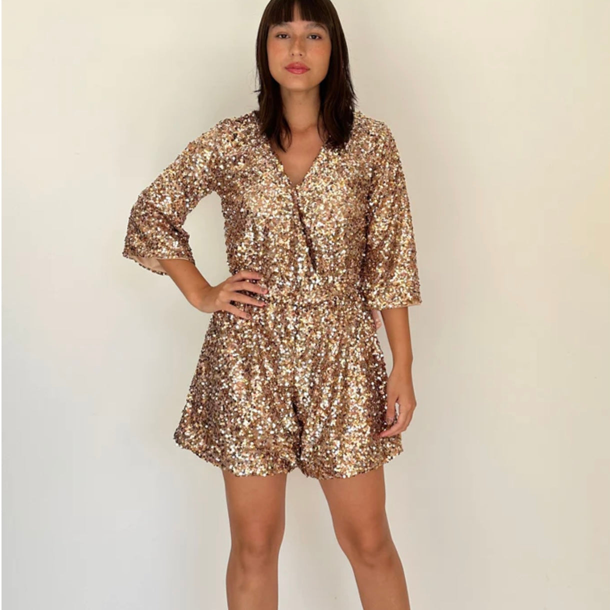 ROMPER LENTEJUELAS GOLD AND SILVER