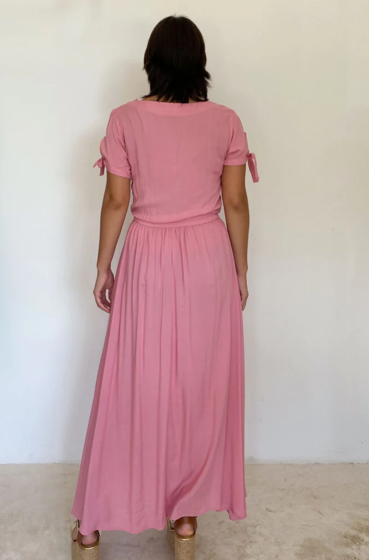 MAXIVESTIDO SÓLIDO ROSA