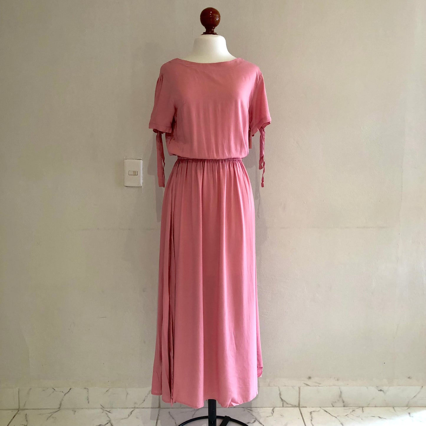 MAXIVESTIDO SÓLIDO ROSA